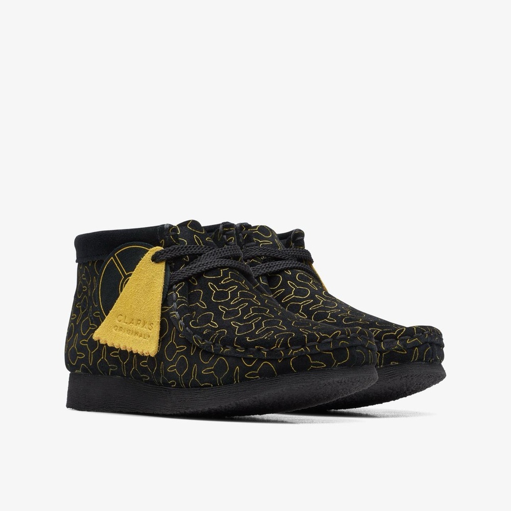 Clarks Kids Wallabee Go O Black Suede Pokemon Print Pikachu Shoes Boys Size 12W